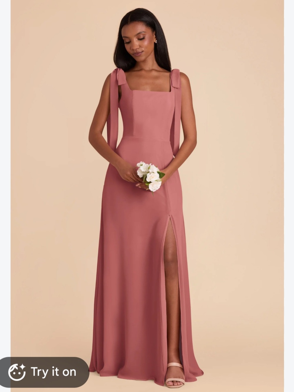 Birdy Grey Alex Crepe Rosewood lux stretch fabric wedding Dress with Side Slit